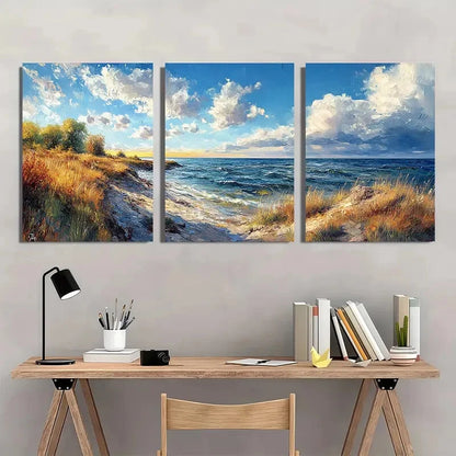 3pcs Lake Shore Sunset Nature Scenery Metal Print Ready to Hang Art
