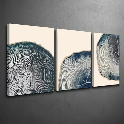 3pcs Cross Section Of A Tree Trunk Texture Canvas Framed 60x90cm - High Quality Print 100% Australian Made Wall Canvas Ready to Hang