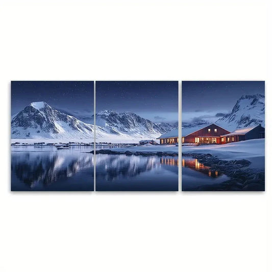 3pcs Northern Lights & Arctic Circle Scenery Metal Print Ready to Hang Art