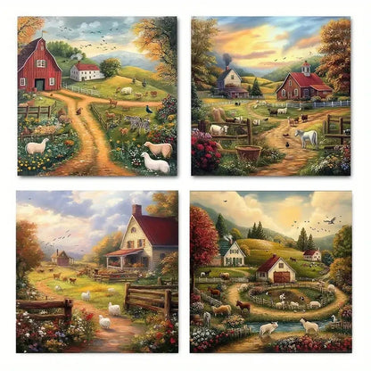 4pcs Beautiful Countryside View Wall Art Canvas Framed (Copy)