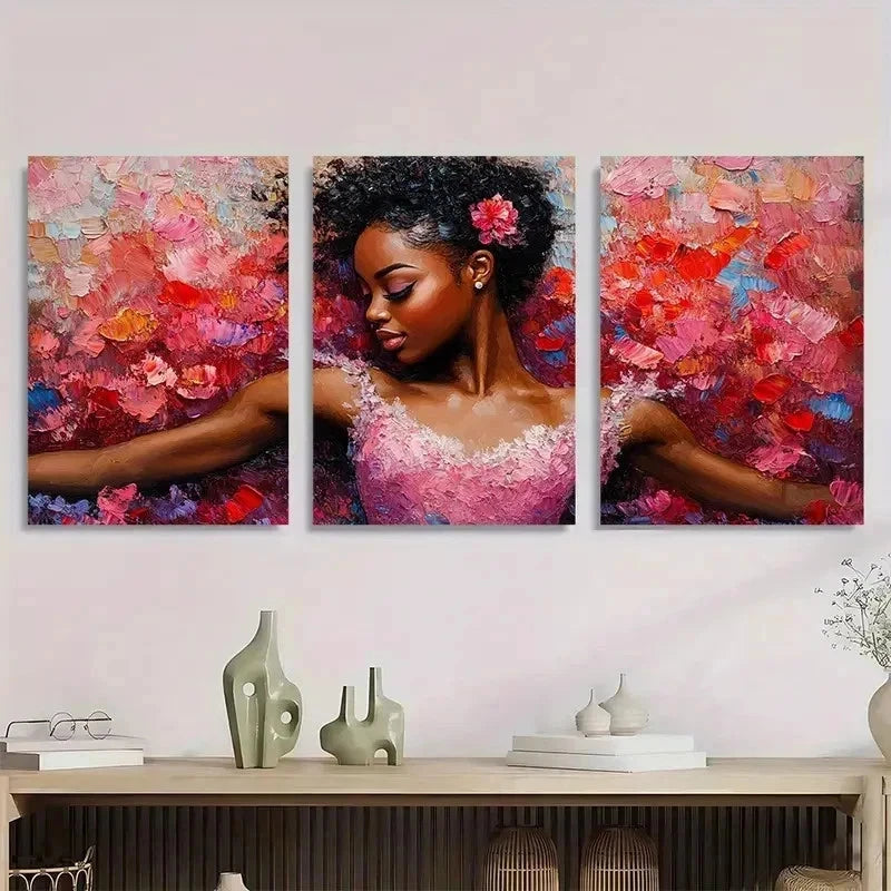 3pcs Ballerina Art Ballet Dancer Perfect Wall Art Set Canvas Framed 40x60cm - High Quality Print 100% Australian Made Wall Canvas Ready to Hang
