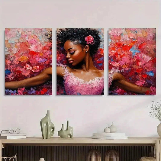 3pcs Ballerina Art Ballet Dancer Perfect Wall Art Set Canvas Framed 40x60cm - High Quality Print 100% Australian Made Wall Canvas Ready to Hang