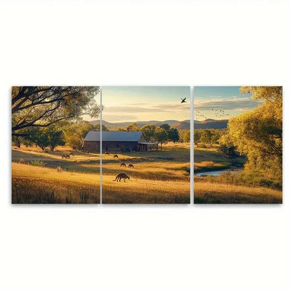 3pcs Triptych of Pastoral Scenery Australia Wall Art Set Canvas Framed 60x90cm - High Quality Print 100% Australian Made Wall Canvas Ready to Hang