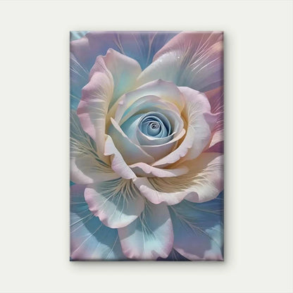 Rainbow Rose Fantasy Oil Painting Metal Print Ready to Hang