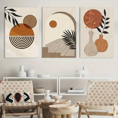 3pcs Abstract Geometric Painting Art Prints Metal Print Ready to Hang Art