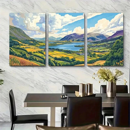 3pcs Carlingford Lough Travel Landscape Poster Metal Print Ready to Hang Art