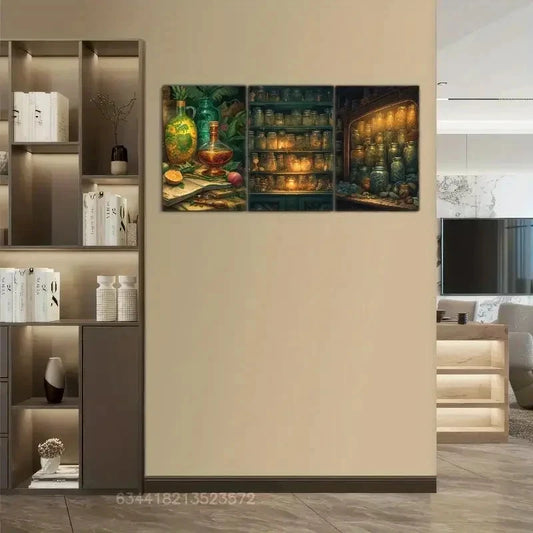 3pcs Medicine Cabinet Art Prints Minimalist Metal Print Ready to Hang Art