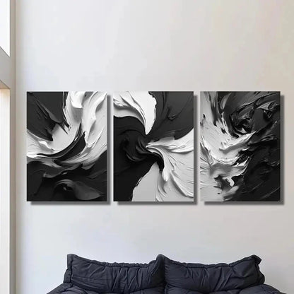3pcs Modern Abstract Black and White Art Metal Print Ready to Hang Art