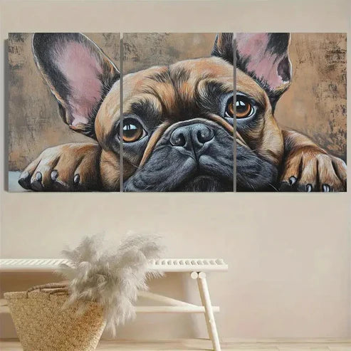 3pcs French Bulldog Wall Art Set Canvas Unframed - High Quality Print 100% Australian Made Wall Canvas