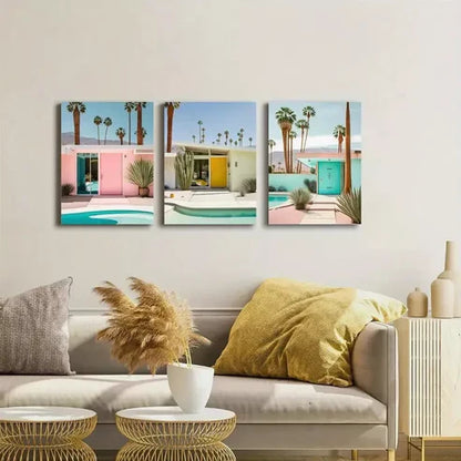 3pcs Mid Century Modern Canvas Framed 60x90cm - High Quality Print 100% Australian Made Wall Canvas Ready to Hang
