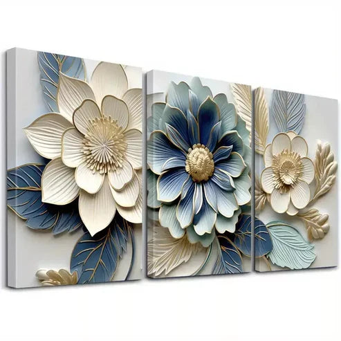 3pcs Modern Floral Painting Wall Art Canvas Unframed - High Quality Print 100% Australian Made Wall Canvas