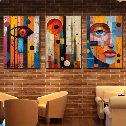 3pcs Bohemian Abstract Modern African Canvas Framed 40x60cm - High Quality Print 100% Australian Made Wall Canvas Ready to Hang