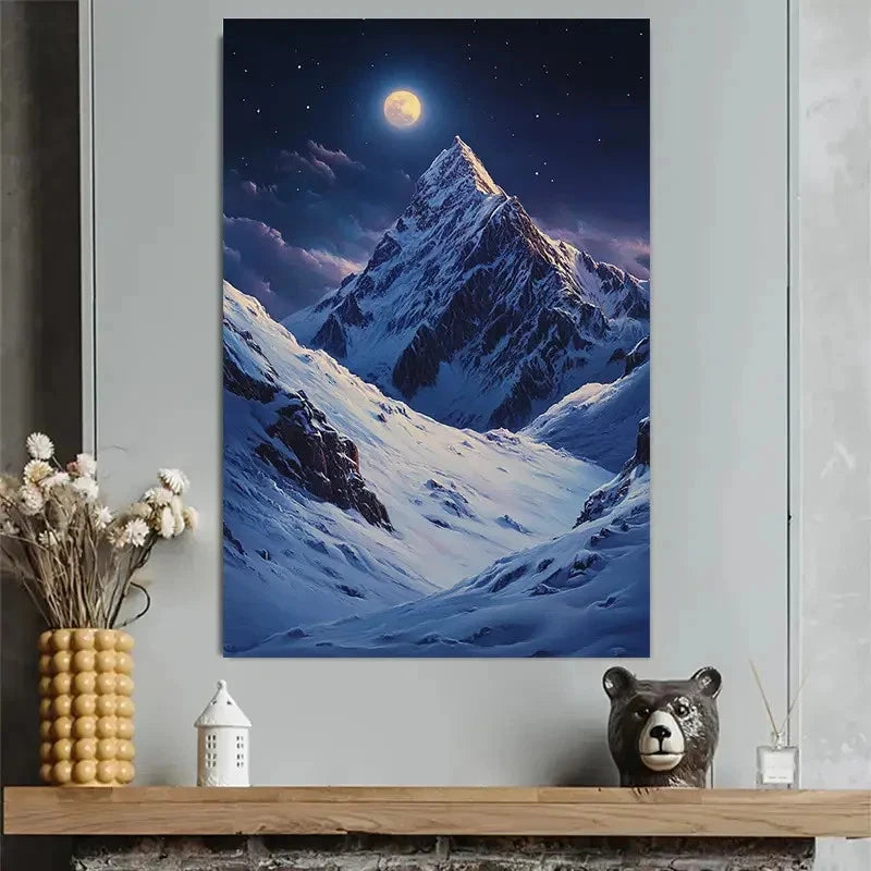 Snow Mountain Night Polar Iceberg Poster 40x60cm Metal Print Ready to Hang