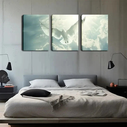 3pcs White Doves Flying Scenes Simple Perfect Wall Art Set Canvas Framed 40x60cm - High Quality Print 100% Australian Made Wall Canvas Ready to Hang