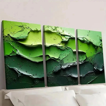 3pcs Black and Green Textured Abstract Q   Wall Art Set Canvas Framed 50x70cm - High Quality Print 100% Australian Made Wall Canvas Ready to Hang