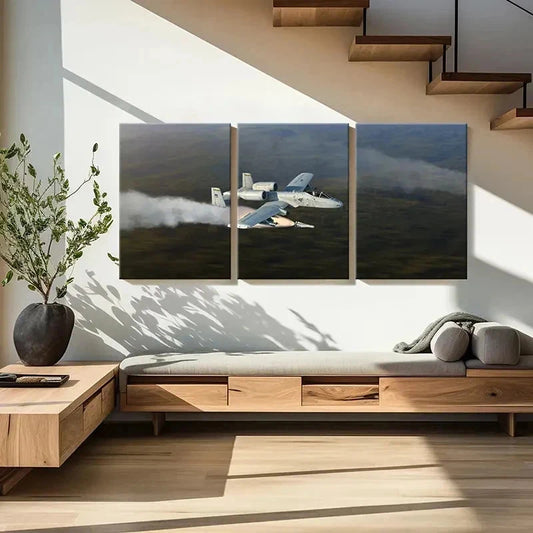 3pcs Fighter Jets in Action Aviation Wall Art Set Canvas Framed 40x60cm - High Quality Print 100% Australian Made Wall Canvas Ready to Hang
