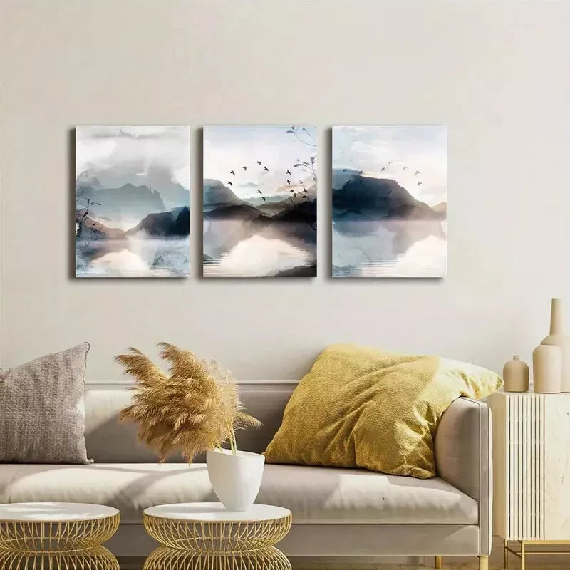 3pcs Watercolor Landscape Canvas Framed 40x60cm - High Quality Print 100% Australian Made Wall Canvas Ready to Hang