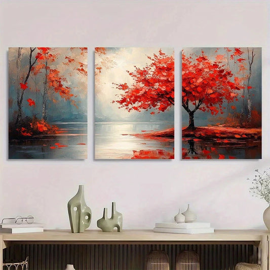 3pcs Abstract Oil Painting White Backg Metal Print Ready to Hang Art