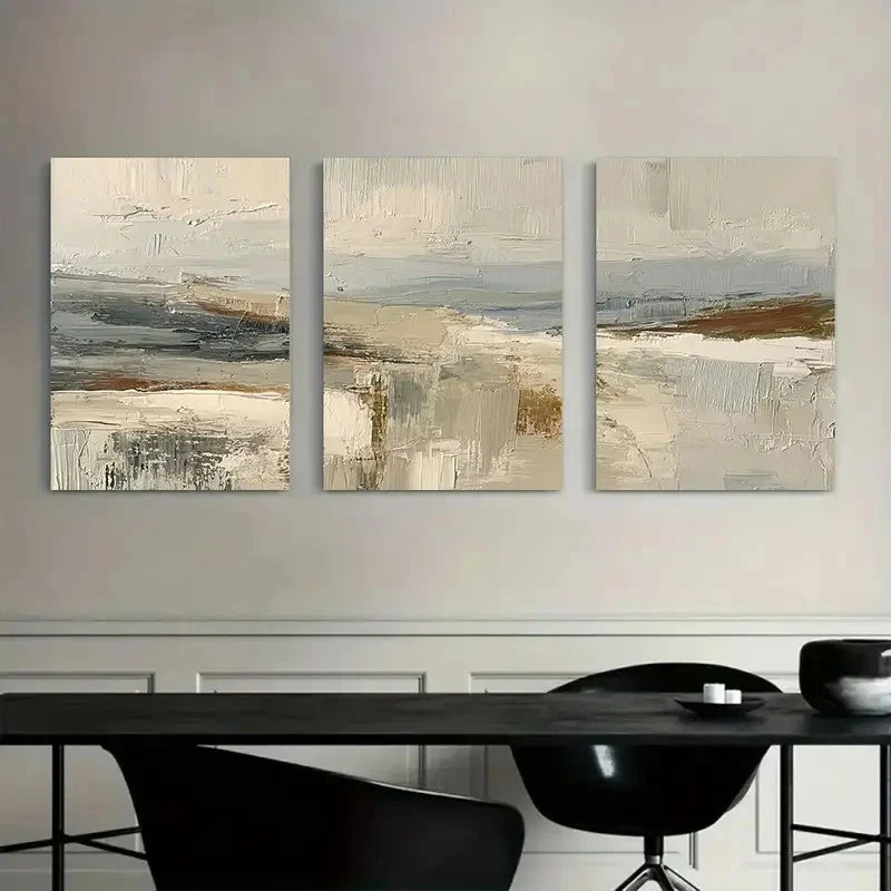 3pcs English Landscape Oil Painting Abstract Metal Print Ready to Hang Art