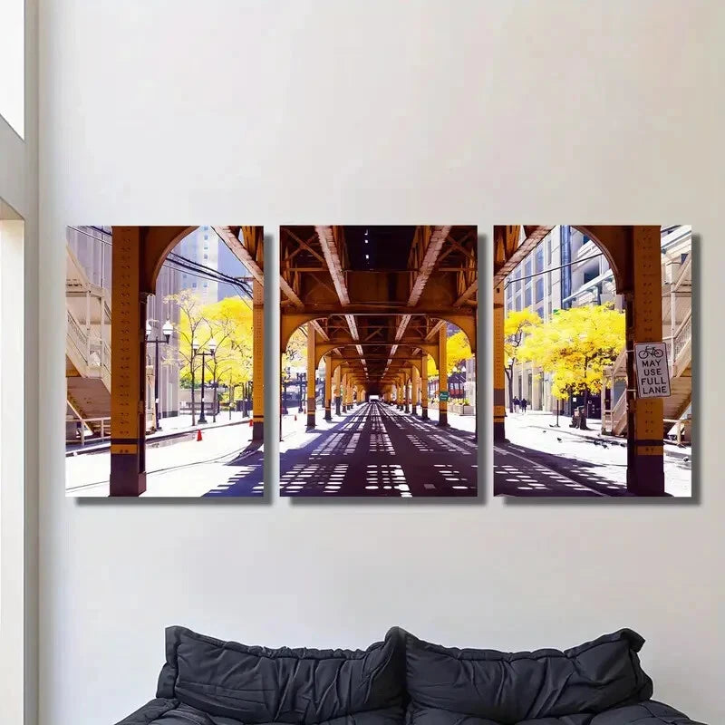 3pcs Chicago Logan Square sights, r Metal Print Ready to Hang Art