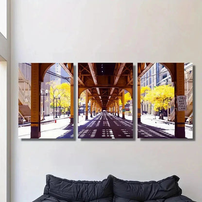 3pcs Chicago Logan Square sights, r Metal Print Ready to Hang Art