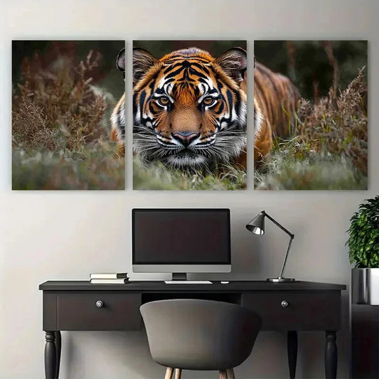 3pcs Majestic Tiger Vivid Wildlife Photography Metal Print Ready to Hang Art