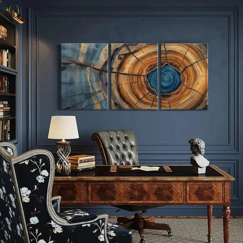 3pcs Vibrant Colorful Abstract Tree Ring Art Metal Print Ready to Hang Art