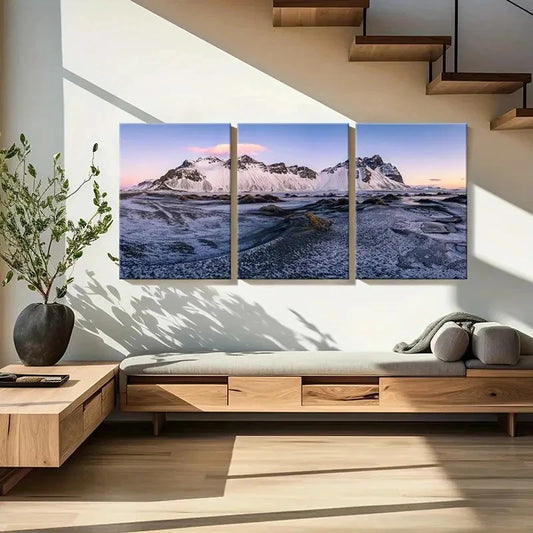 3pcs Snowscape Snow Mountain Modern Wall Art Set Canvas Framed 40x60cm - High Quality Print 100% Australian Made Wall Canvas Ready to Hang