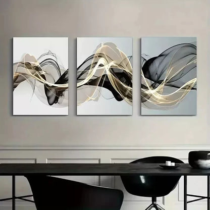3pcs Abstract Ribbon Painting Wall Art Set Canvas Framed 50x70cm - High Quality Print 100% Australian Made Wall Canvas Ready to Hang