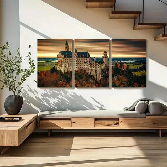 3pcs Medieval Architecture Art Castle Wall Art Set Canvas Framed 40x60cm - High Quality Print 100% Australian Made Wall Canvas Ready to Hang