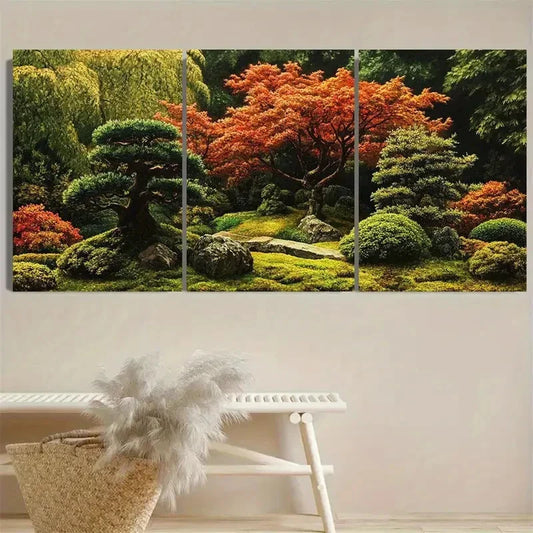 3pcs Japanese Trees Garden Wall Art Set Canvas Unframed - High Quality Print 100% Australian Made Wall Canvas