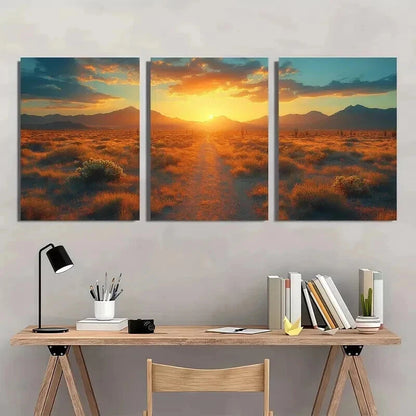 3pcs Cactus & Mountain Ranges Landscape Wall Art Set Canvas Framed 40x60cm - High Quality Print 100% Australian Made Wall Canvas Ready to Hang