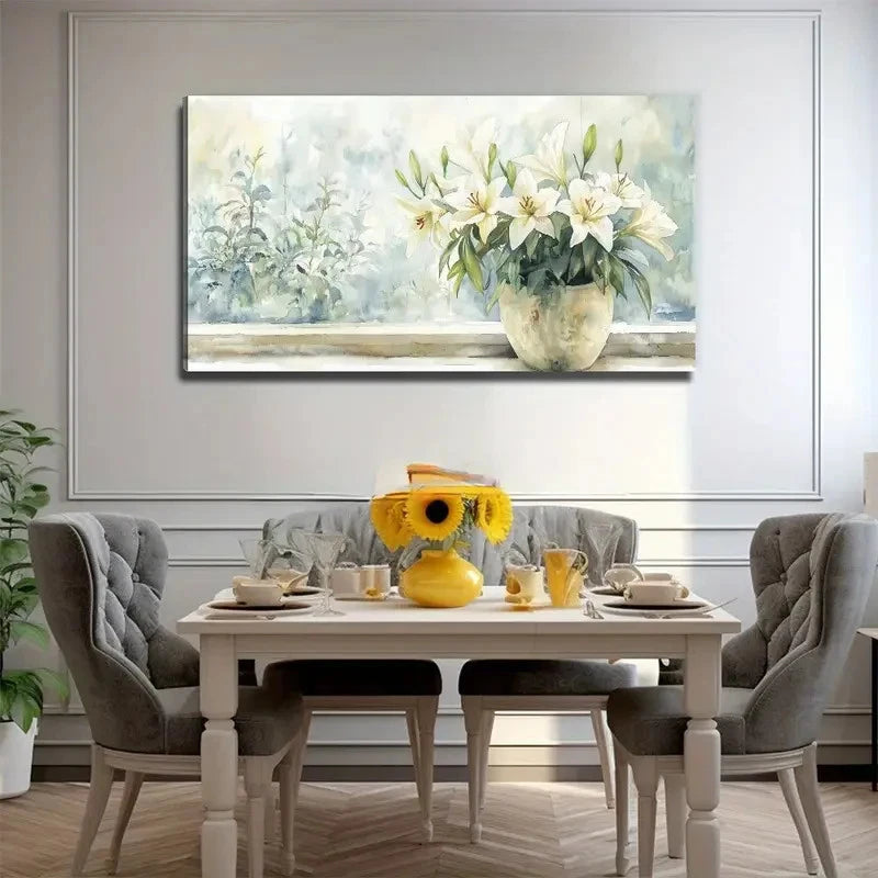 Elegant Minimalist Floral Wall Art Canvas Office Home Room Framed 120x60cm