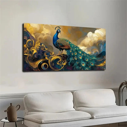 Realistic Peacock Standing Wall Art Canvas Office Home Room Framed 120x60cm