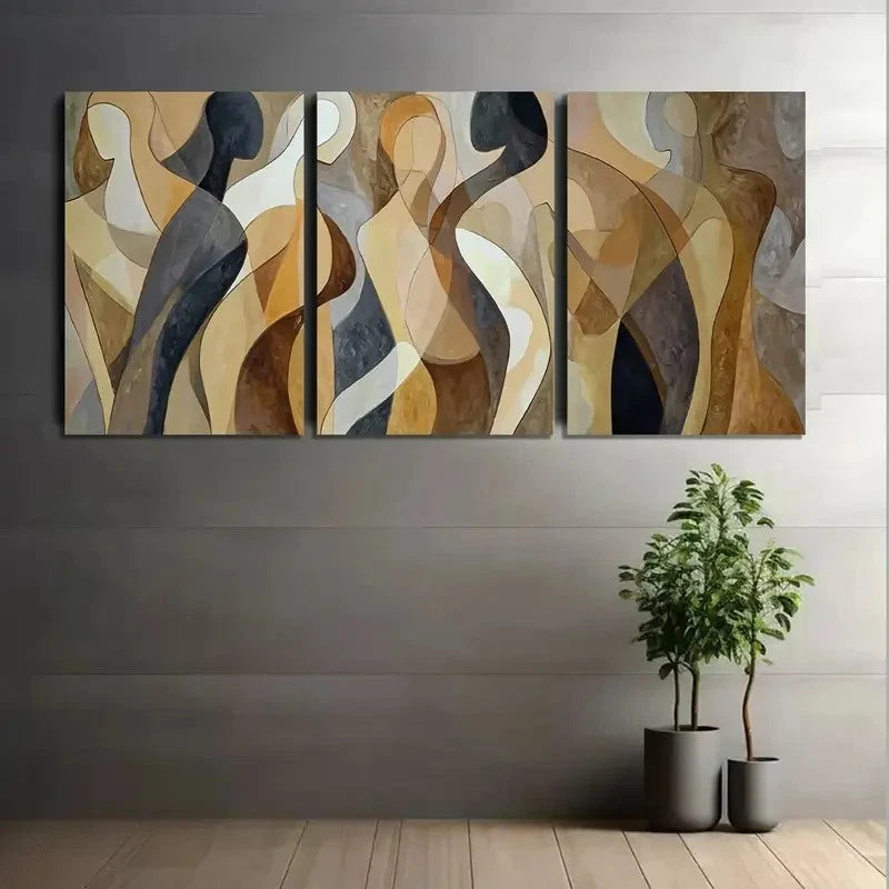 3pcs Cubist Abstract Women's Figures Metal Print Ready to Hang Art