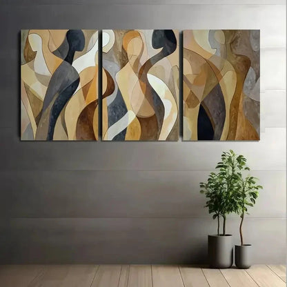 3pcs Cubist Abstract Women's Figures Metal Print Ready to Hang Art