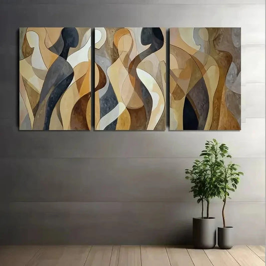 3pcs Cubist Abstract Women's Figures Metal Print Ready to Hang Art
