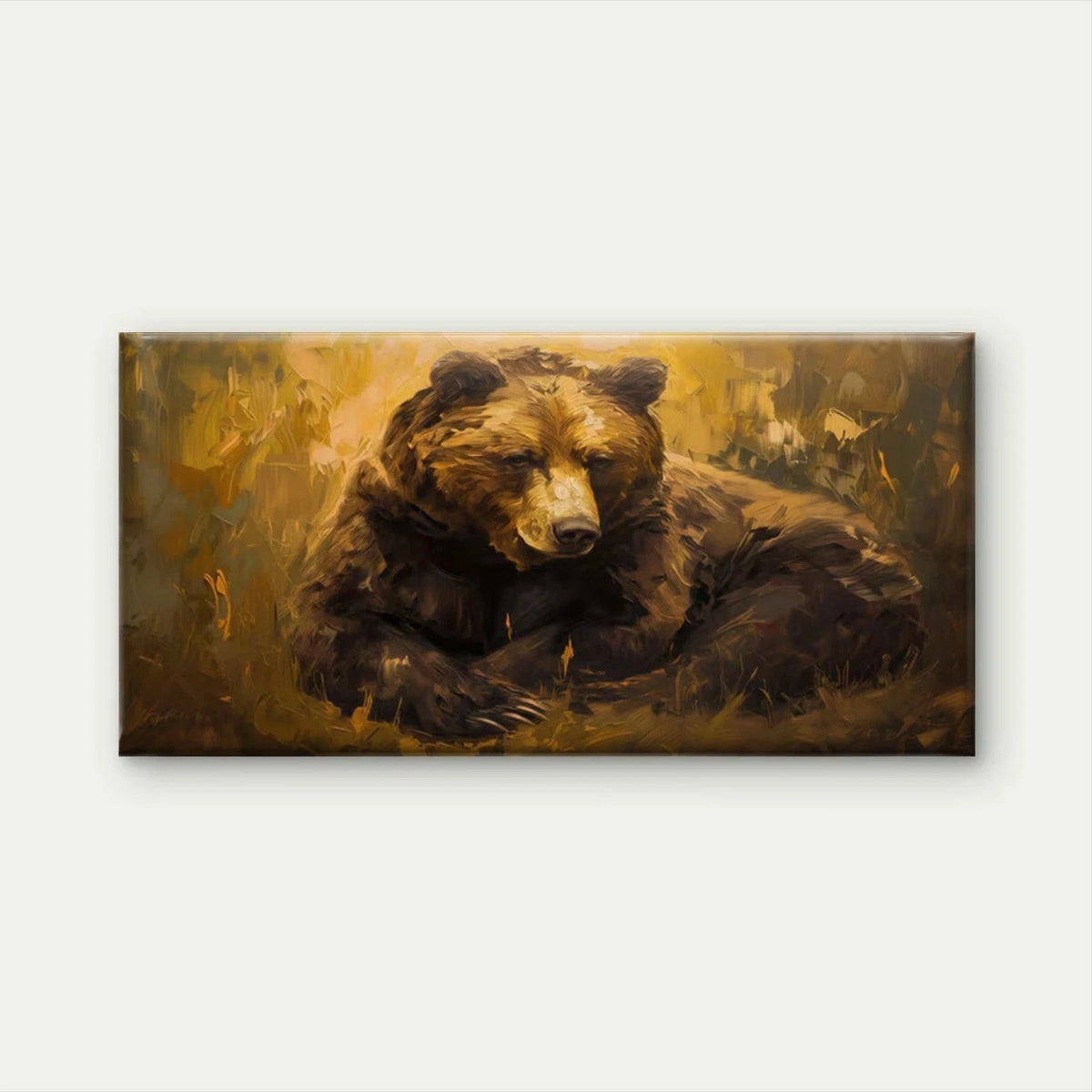 Brown Bear Wildlife Wall Art Canvas Office Home Room Framed 120x60cm