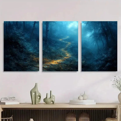 3pcs Enchanted Forest Pathway Metal Print Ready to Hang Art