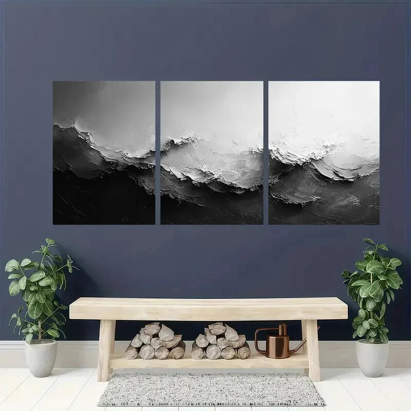 3pcs Black and White Minimalist Art Metal Print Ready to Hang Art