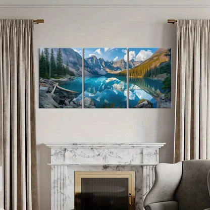 3pcs Mountain Reflection Lake Serenity Landscape Metal Print Ready to Hang Art
