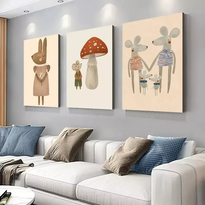 3pcs Cartoon Animal Painting Canvas Framed 40x60cm - High Quality Print 100% Australian Made Wall Canvas Ready to Hang