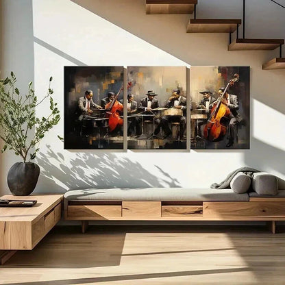 3pcs Abstract Jazz Band Performance Wall Art Set Canvas Framed 40x60cm - High Quality Print 100% Australian Made Wall Canvas Ready to Hang