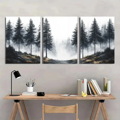 3pcs Sketch Pine Trees Landscape Nature Perfect Wall Art Set Canvas Framed 40x60cm - High Quality Print 100% Australian Made Wall Canvas Ready to Hang