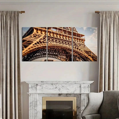 3pcs Eiffel Tower Architectural Marvel Parisian Metal Print Ready to Hang Art