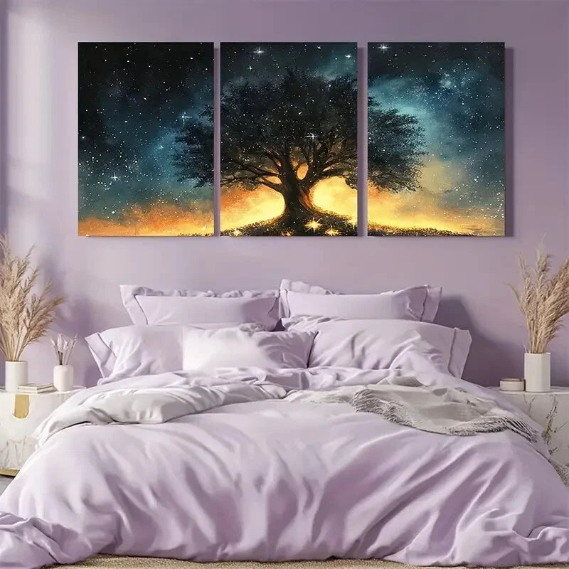 3pcs Serene Landscape with Cherry Blossoms Metal Print Ready to Hang Art