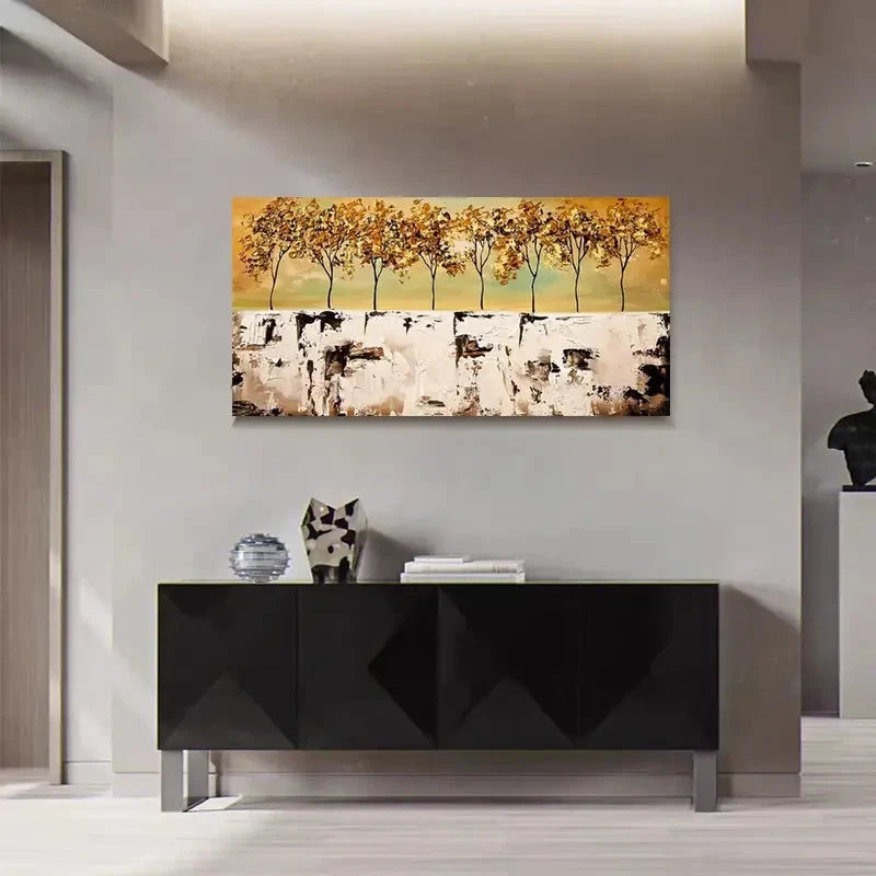 Minimalist Modern Golden Wall Art Canvas Office Home Room Framed 120x60cm