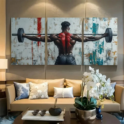 3pcs Strongman Workout Weightlifting Metal Print Ready to Hang Art