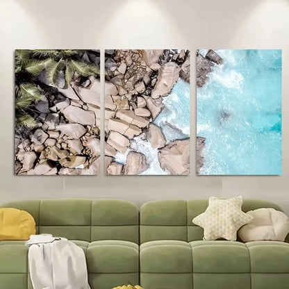 3pcs Tropical Beach Aerial Coastal Ocean View Metal Print Ready to Hang Art