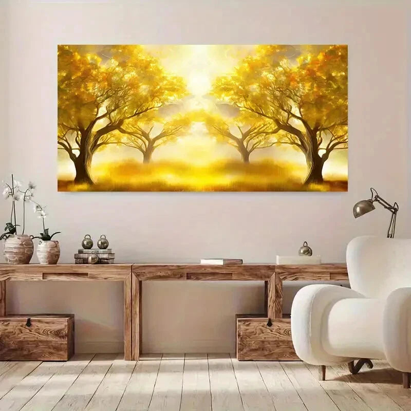 Golden Tree Autumn Forest  wall canvas office home room framed 120x60cm